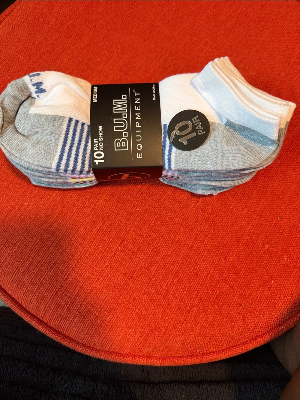 Equipment Women 10-Pack No-Show Socks - Light Gray & White with Blue Accents